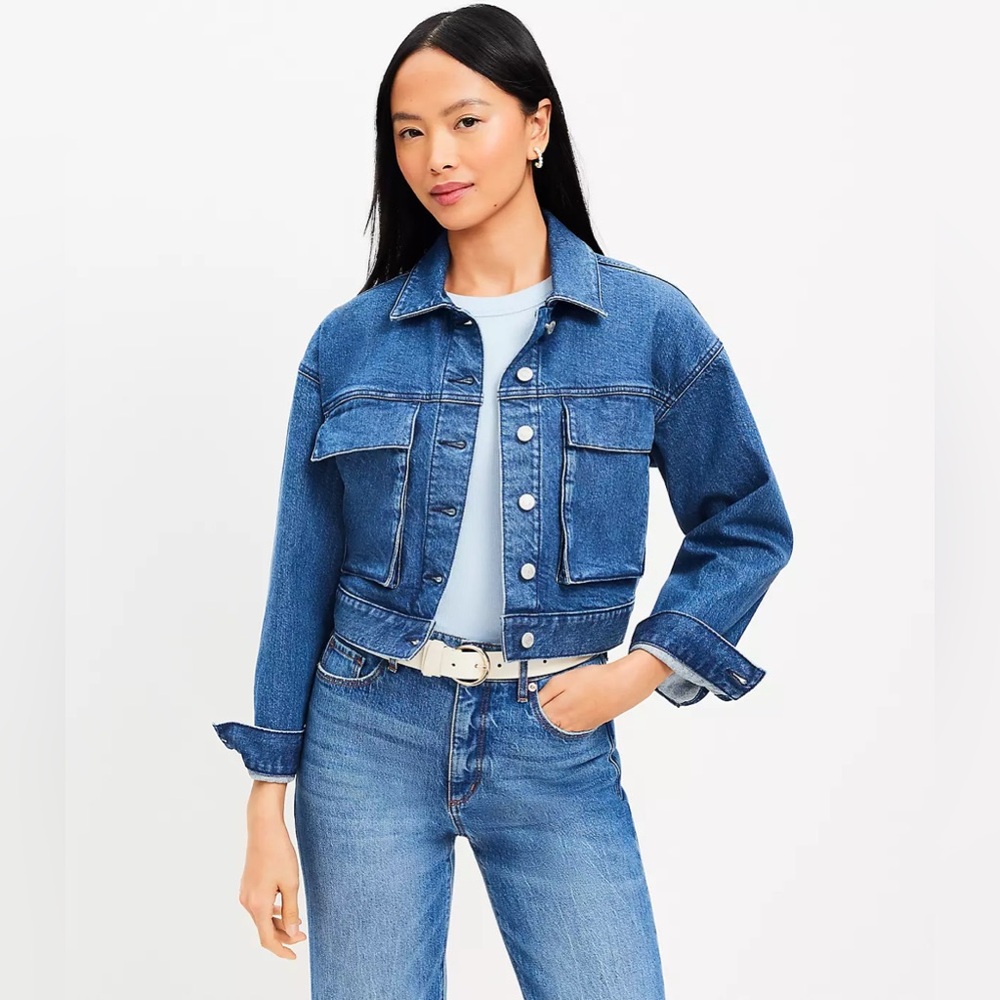 NWT LOFT Cropped Denim Jacket